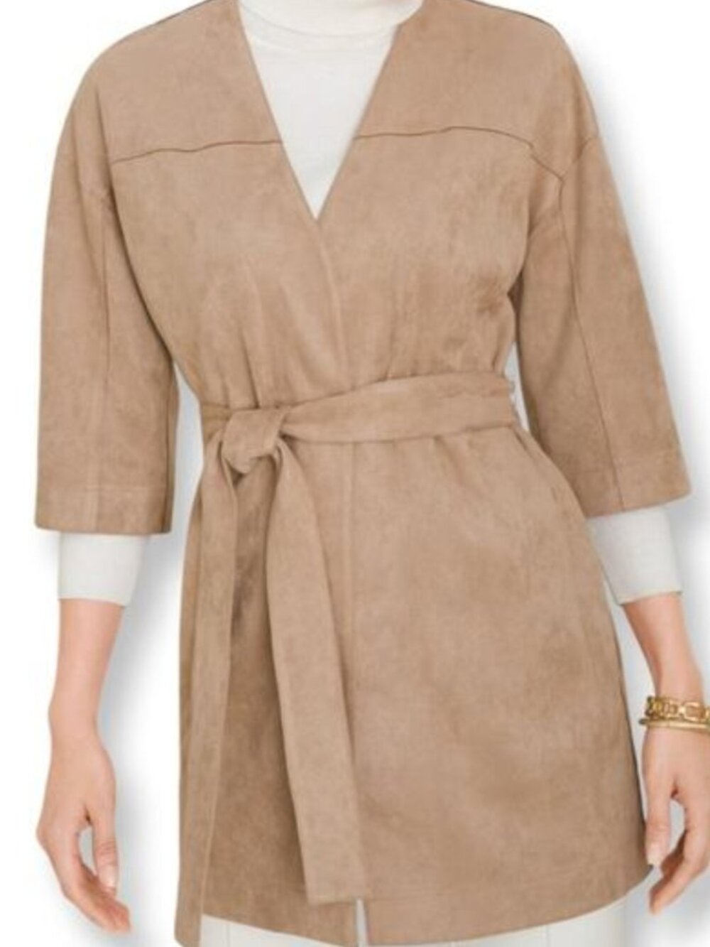 Chico's Kimono Coat Faux Suede Size 2 (Large)